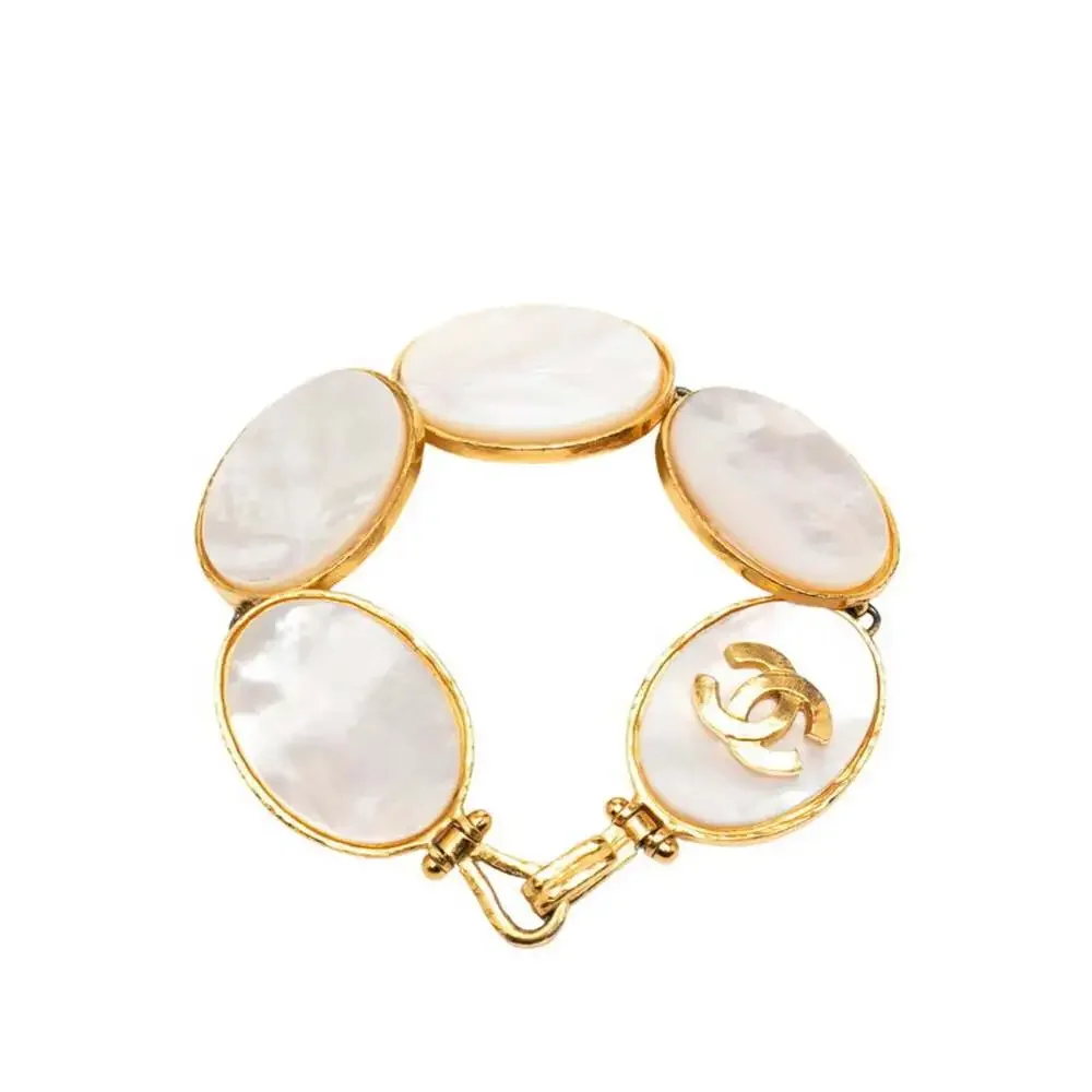 Chanel Cc Logo Bracelet Gold-Tone Metal #256902C16B